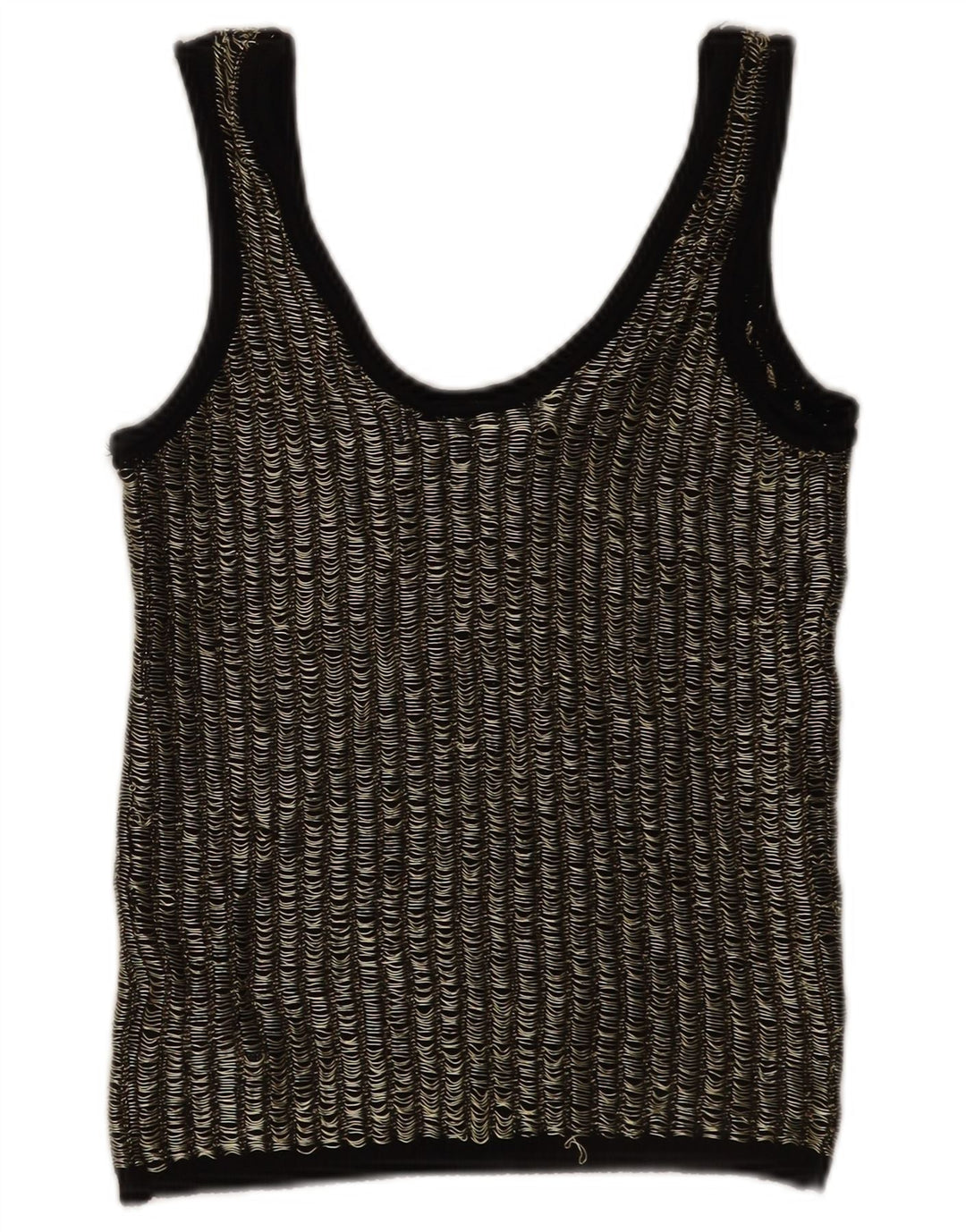 Zara Damen Crop Vest Top UK 12 Mittelschwarz gestreift Viskose