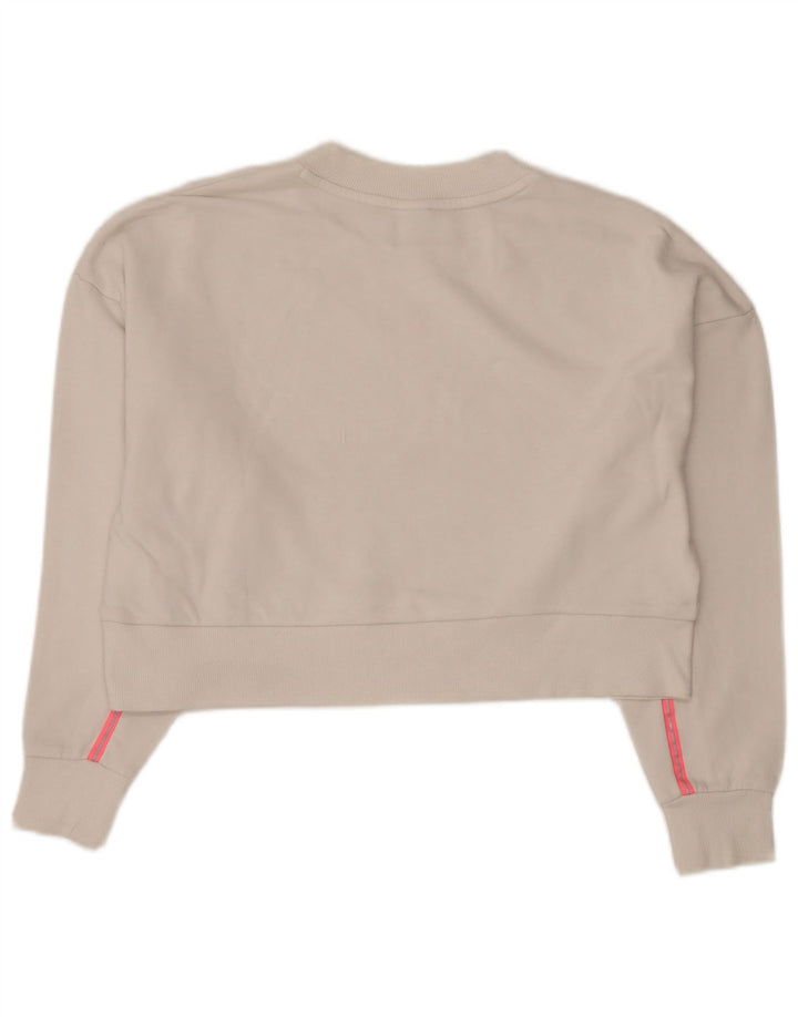 PUMA Damen Crop Oversized Sweatshirt Pullover UK 14 Mittelweiße Baumwolle