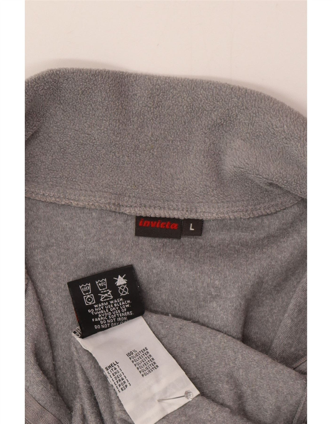 Invicta Herren-Fleecepullover mit Reißverschluss am Hals, großes graues Polyester