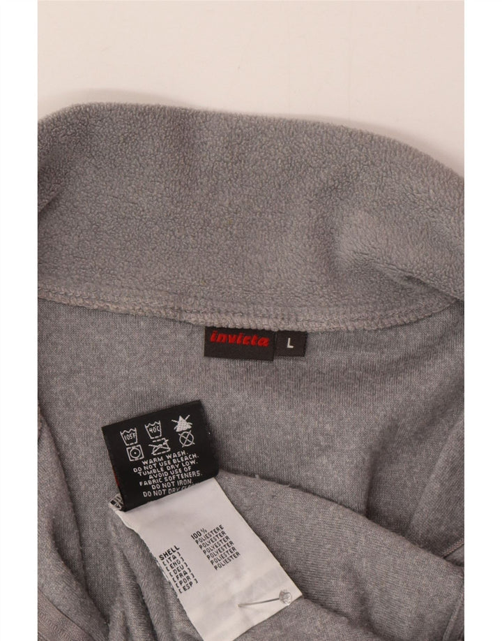 Invicta Herren-Fleecepullover mit Reißverschluss am Hals, großes graues Polyester