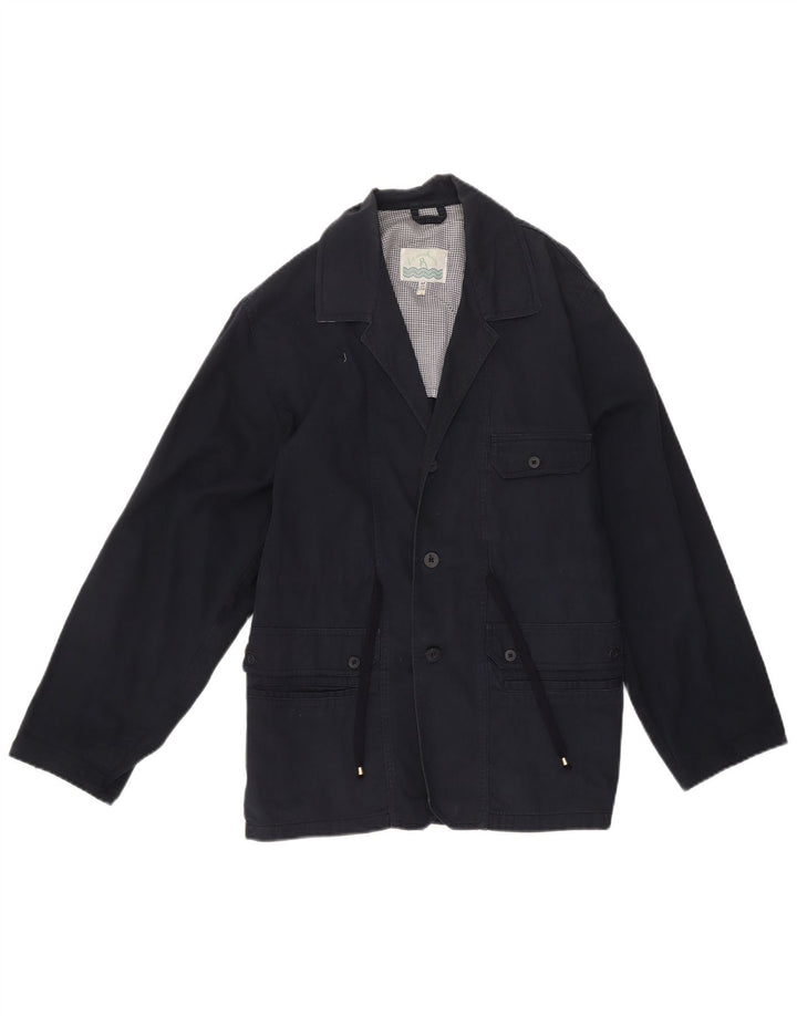 Vintage Jungen Windjacke Mantel 14-15 Jahre Marineblaue Baumwolle