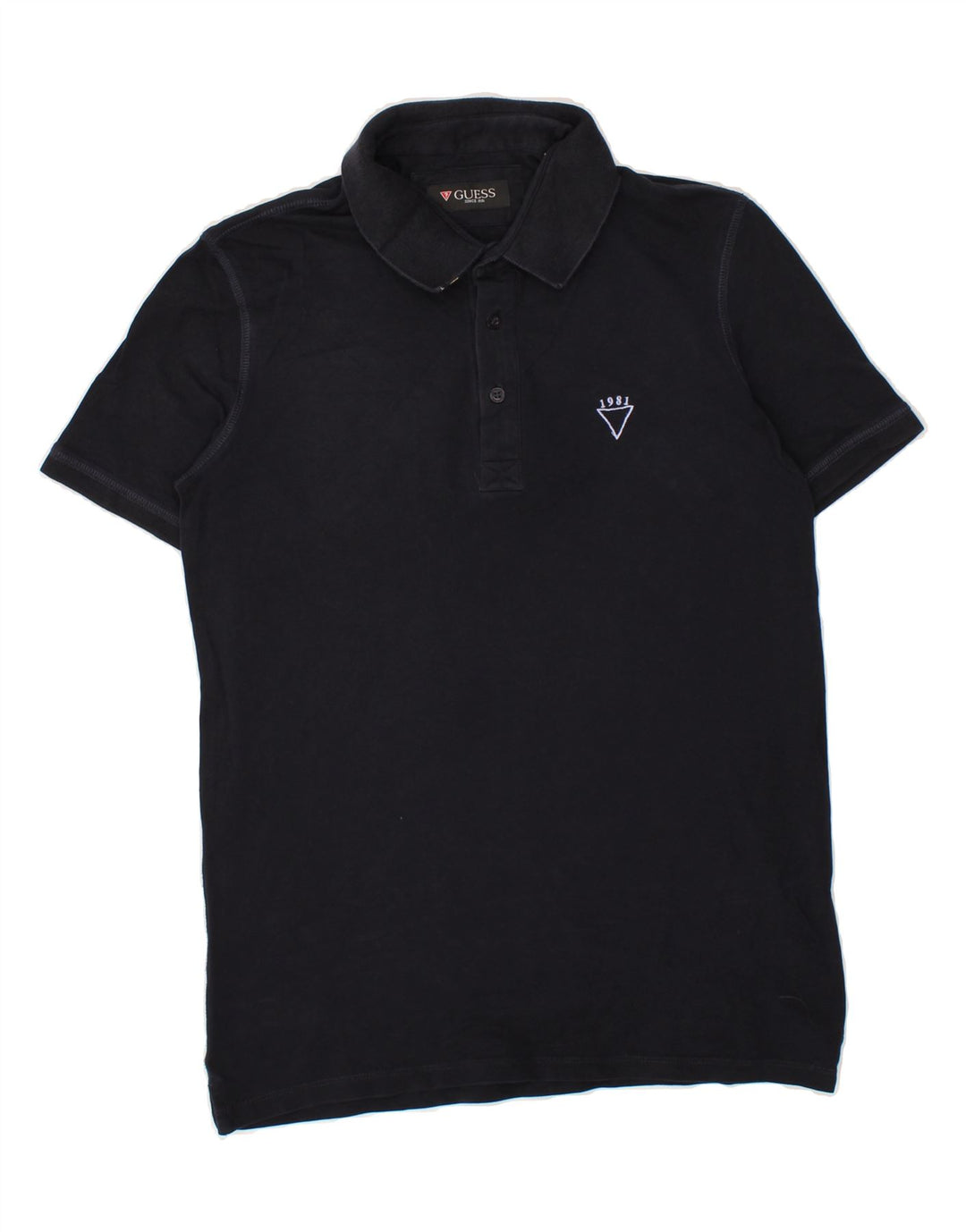 GUESS Mens Polo Shirt Medium Navy Blue Cotton Vintage Guess and Second-Hand Guess from Messina Hembry 