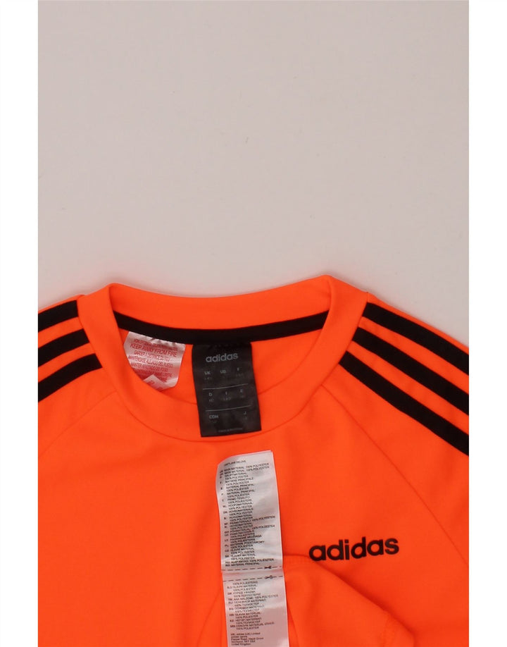 ADIDAS Boys T-Shirt Top 9-10 Years Orange Polyester Vintage Adidas and Second-Hand Adidas from Messina Hembry 