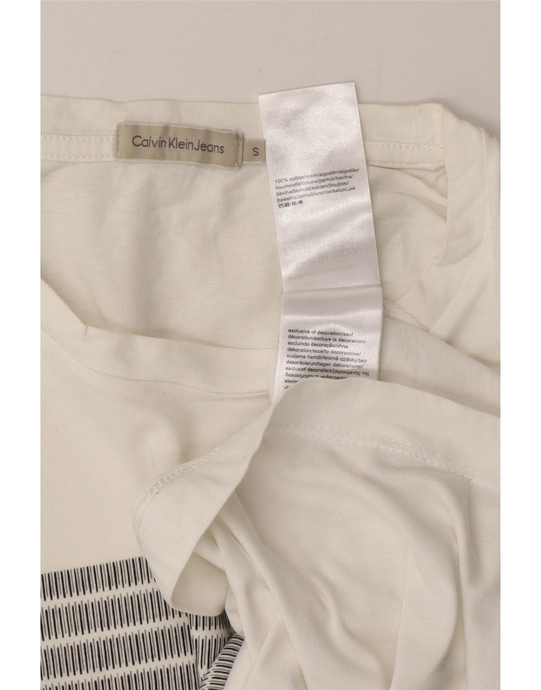 CALVIN KLEIN JEANS Herren-T-Shirt mit Grafik, Größe S, weiße Baumwolle