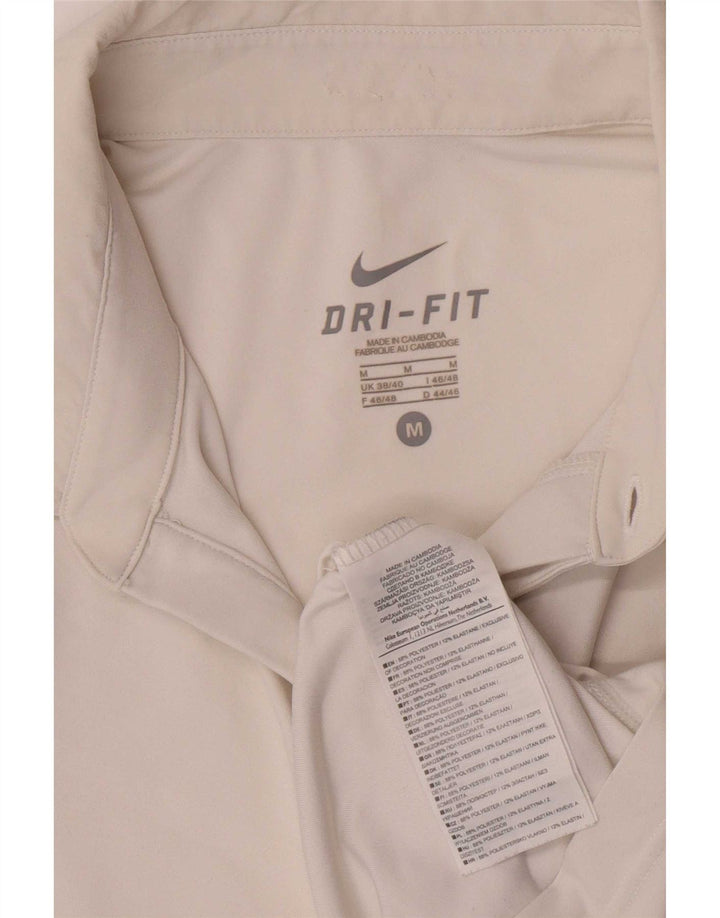 Nike Herren Dri Fit Poloshirt UK 38/40 Mittelweißes Colourblock-Polyester