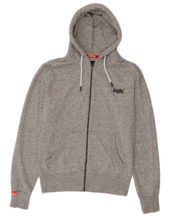 Superdry Herren-Kapuzenpullover mit Reißverschluss, klein, grau gefleckte Baumwolle