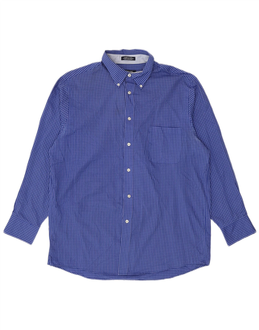 Chaps Herren-Hemd mit klassischer Passform, Größe 16 16 1/2, große blaue Gingham-Baumwolle