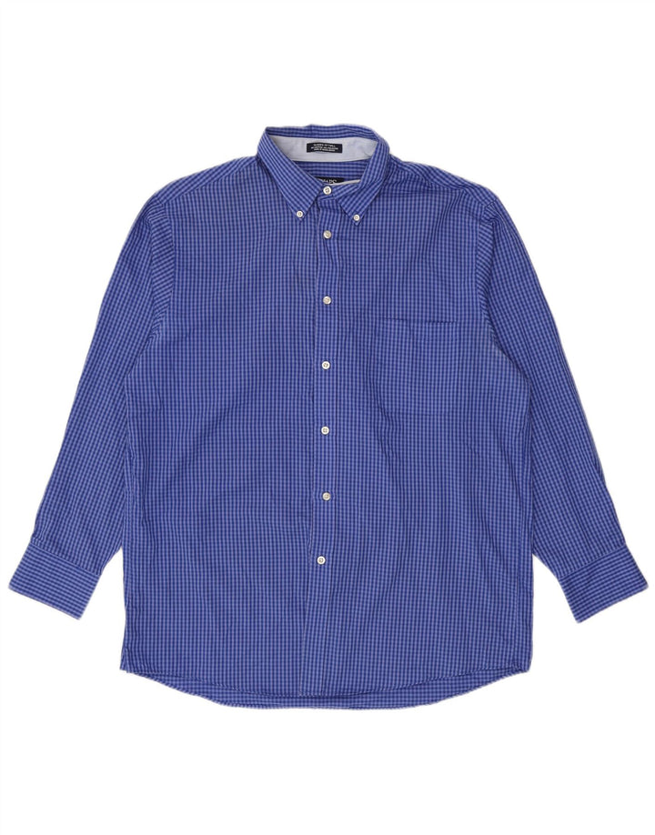 Chaps Herren-Hemd mit klassischer Passform, Größe 16 16 1/2, große blaue Gingham-Baumwolle