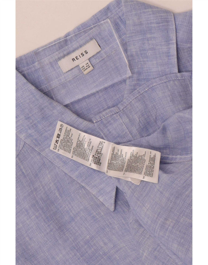 Reiss Damenhemd UK 14 Large Blaues Leinen