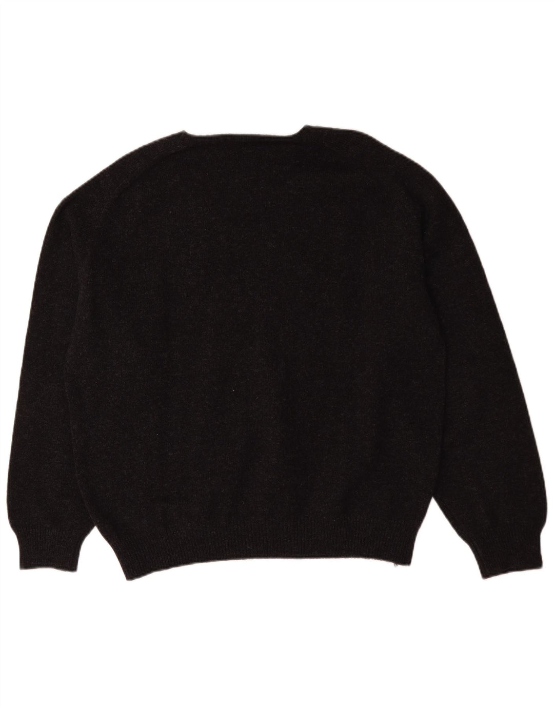 Henry Cottons Herren-Pullover mit V-Ausschnitt, groß, schwarz gesprenkelte Wolle