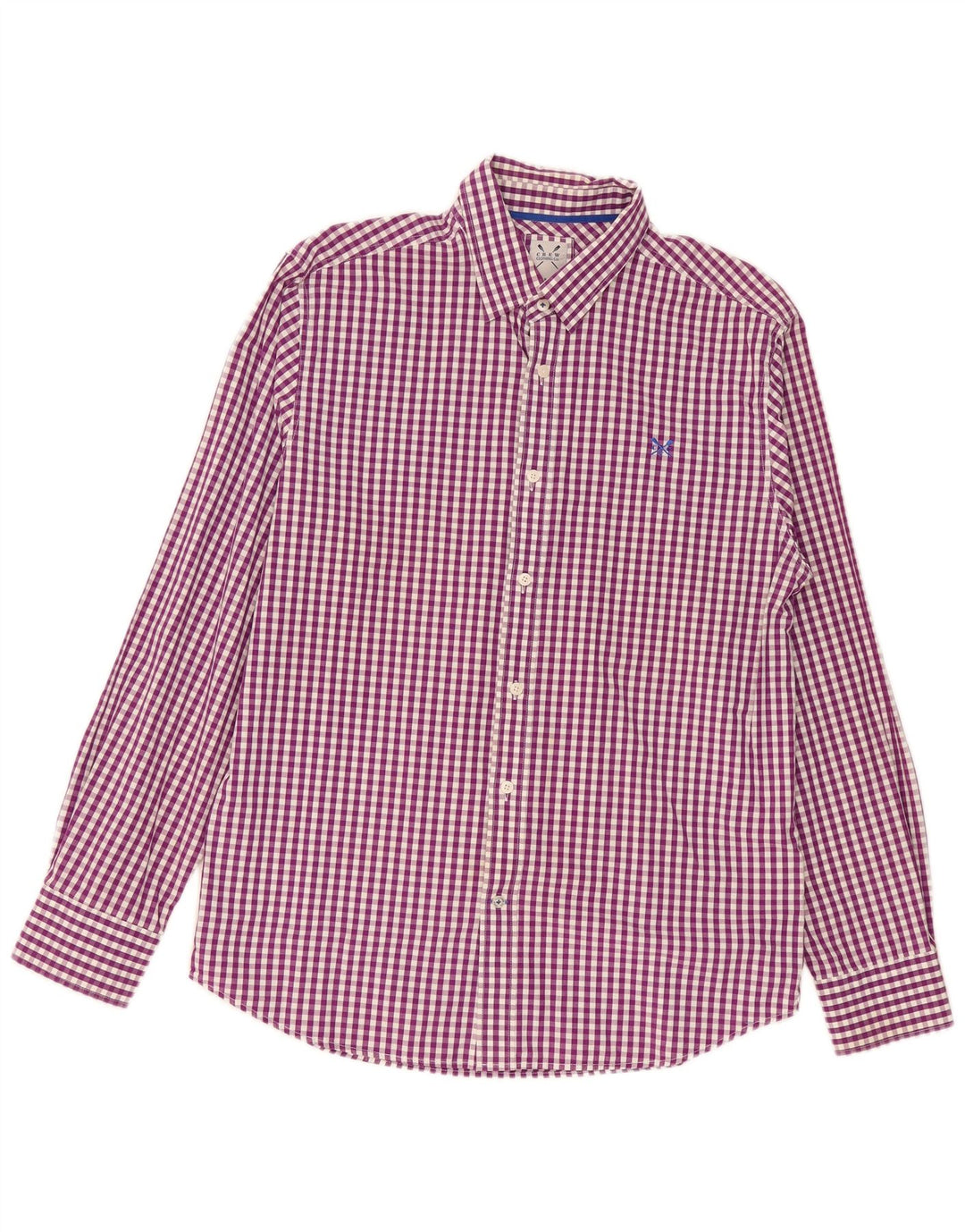 Crew Clothing Herrenhemd, groß, violett, Gingham-Baumwolle