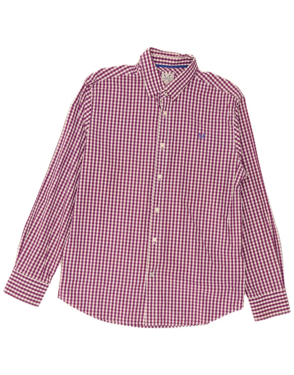 Crew Clothing Herrenhemd, groß, violett, Gingham-Baumwolle