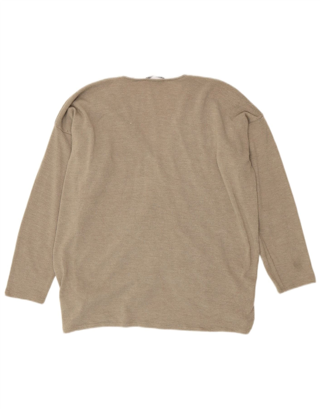 Zara Damen Übergroßes Top Langarm UK 12 Medium Beige Polyester