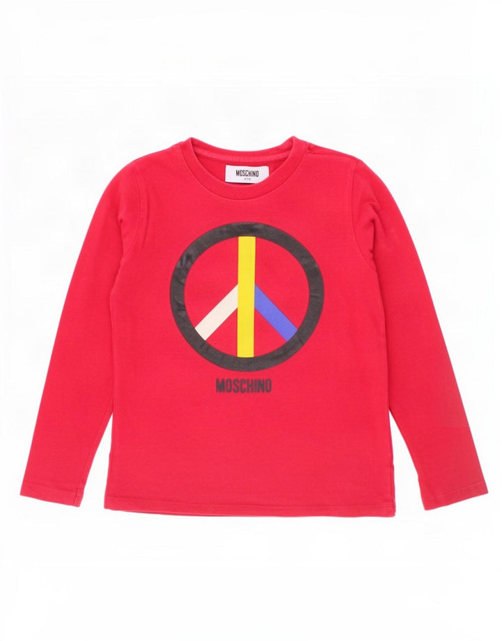 Moschino Jungen Grafik-Top, langärmelig, 5–6 Jahre, Rot