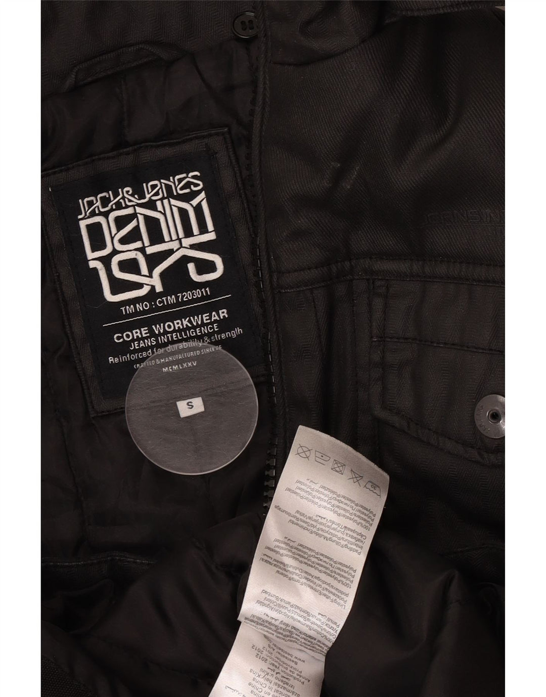 Jack & Jones Herren-Utility-Jacke UK 36 Small aus schwarzer Baumwolle