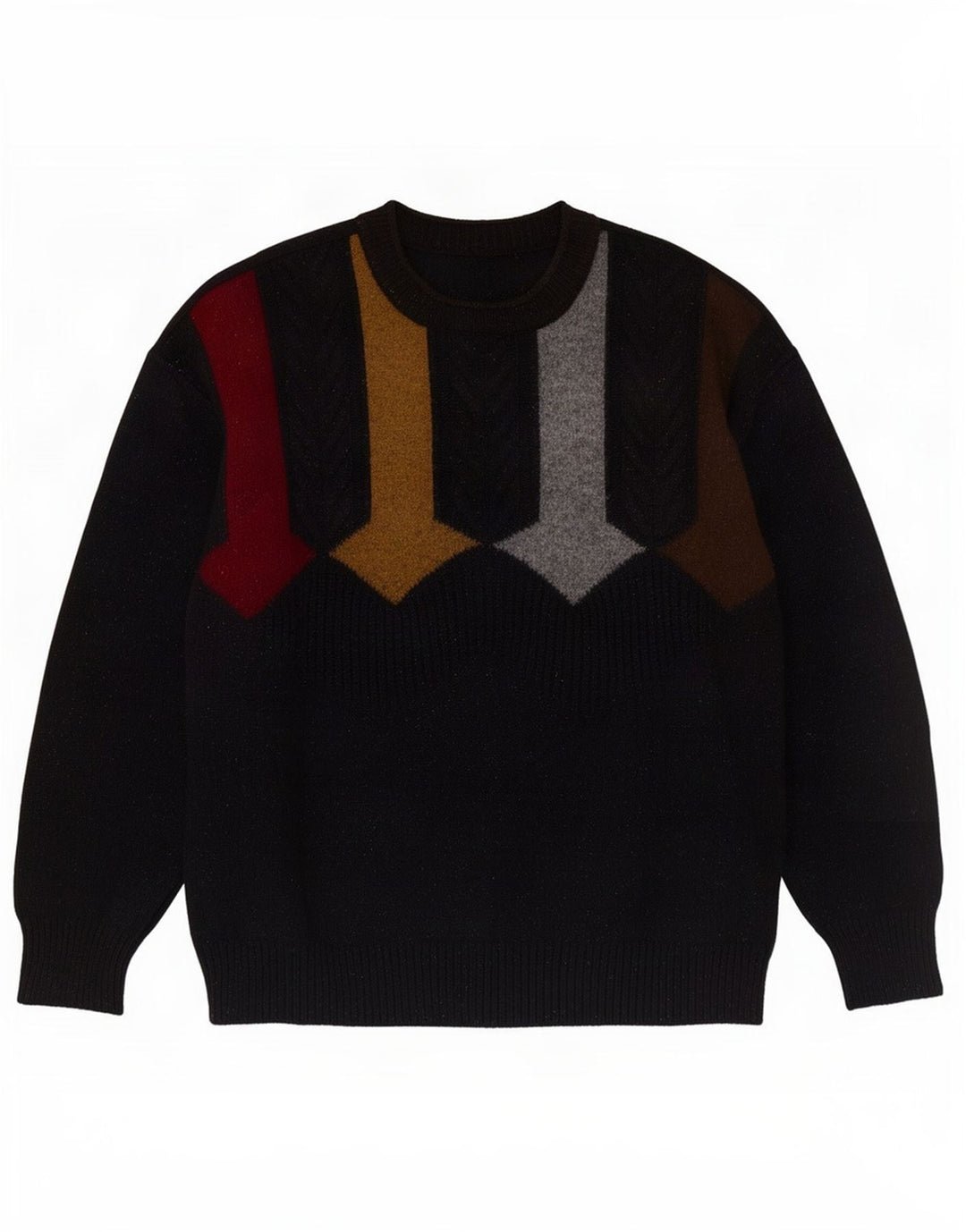 Vintage Herren Rollkragenpullover Pullover Große schwarze geometrische Schurwolle