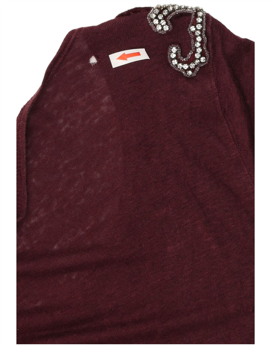 Zara Damen T-Shirt Top UK 14 Medium Burgund