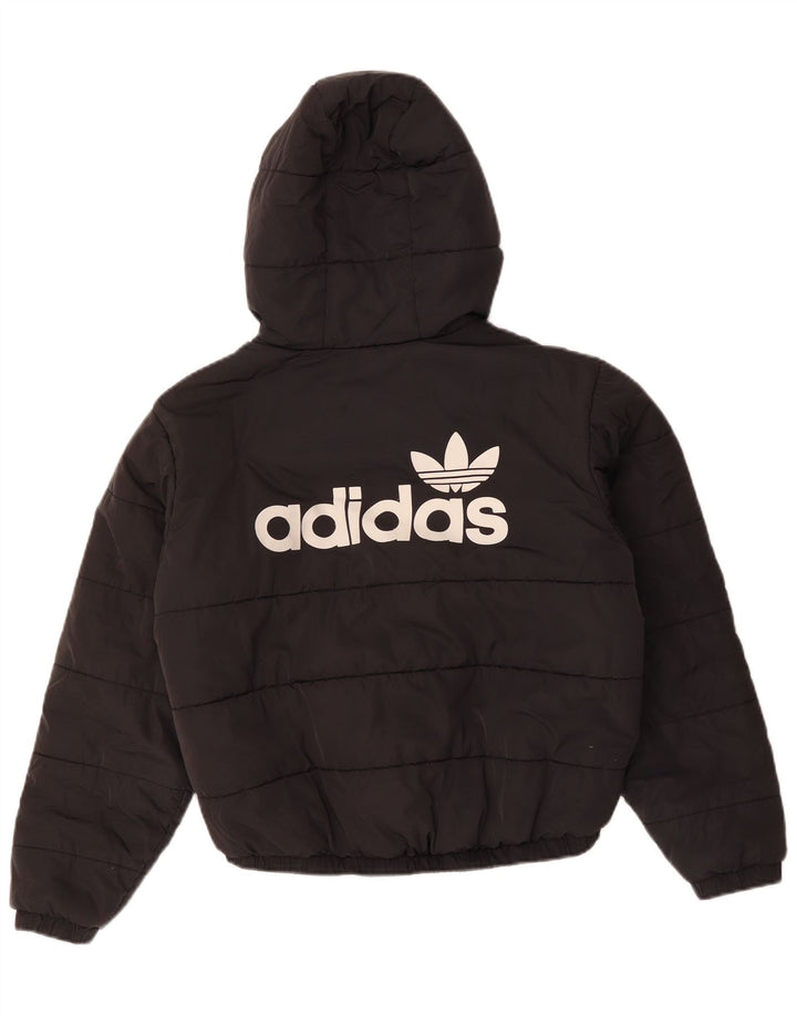 Adidas Damen Übergroße Grafik-Kapuzenjacke, gepolstert, Größe 10, Schwarz