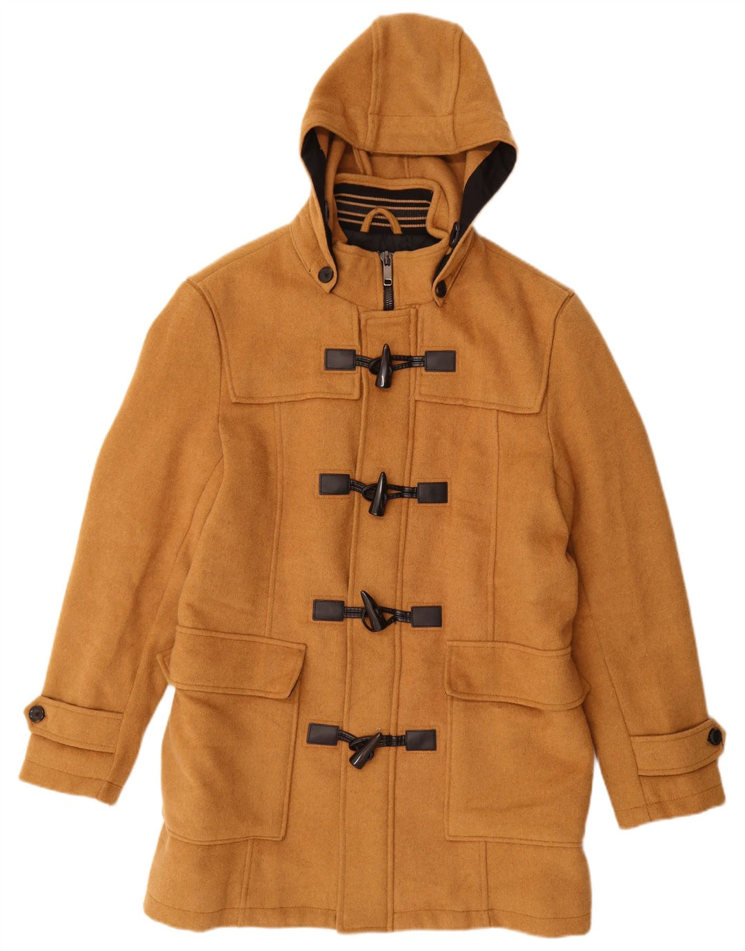 Zara Herren-Dufflecoat mit Kapuze, UK 40, groß, braun, Polyester