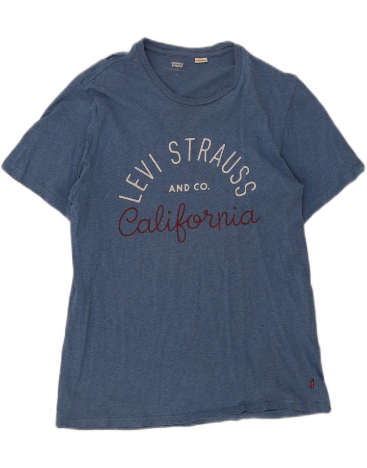Levi's Womens Graphic T-Shirt Top UK 12 Mittelblaue Baumwolle