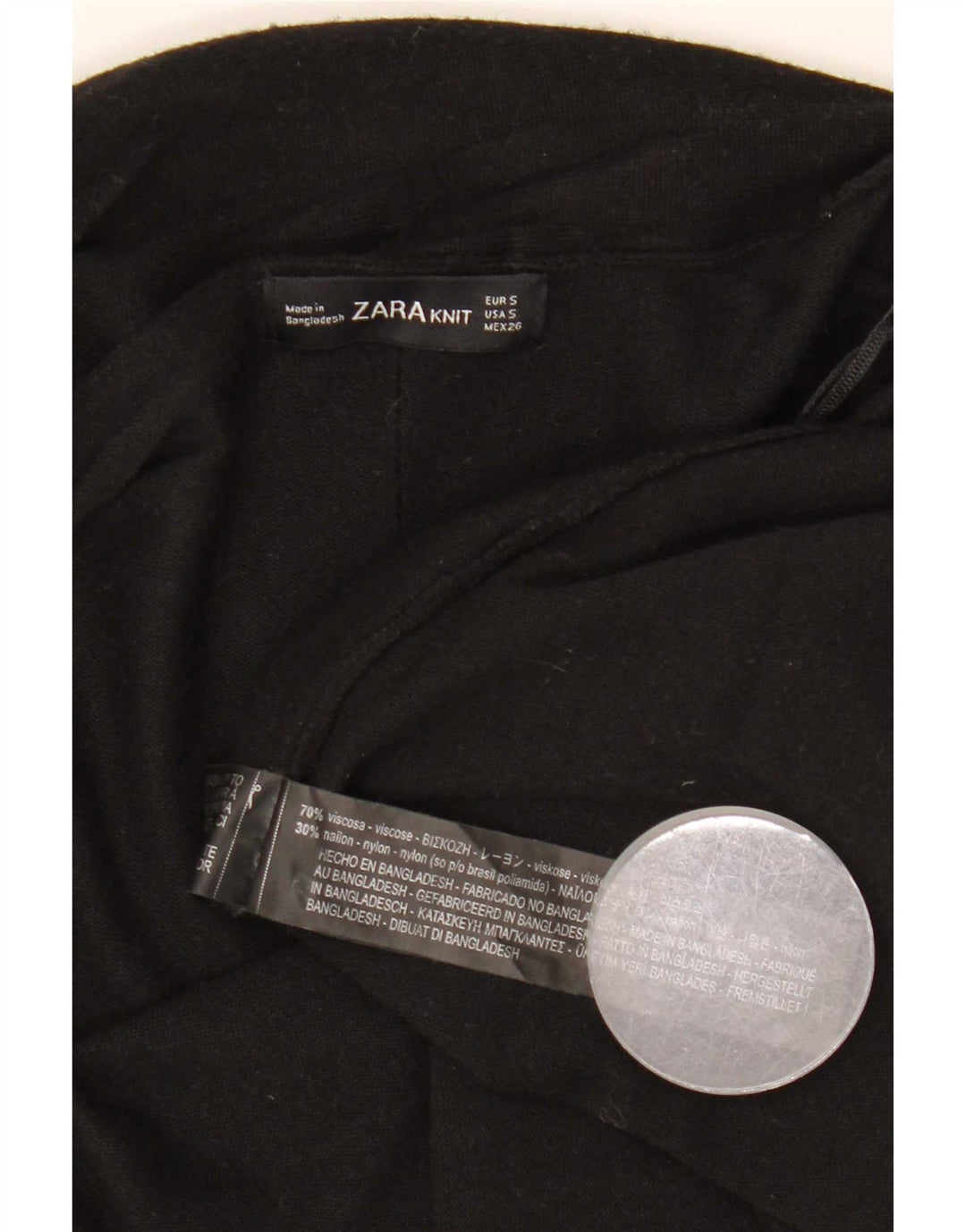 Offener Cardigan für Damen von Zara, Gr. 10, Größe S, Schwarz, Viskose