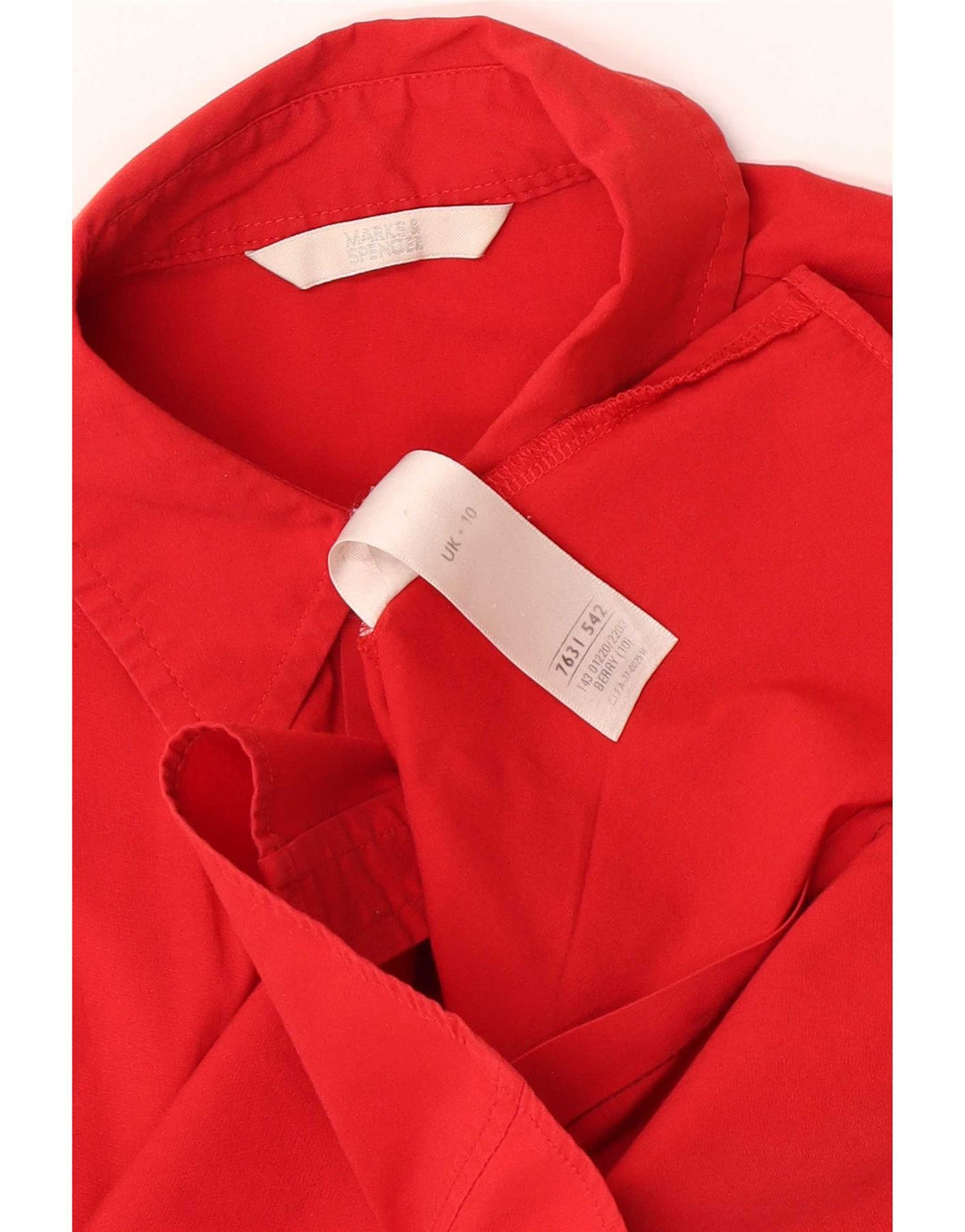 Marks & Spencer Damen-Hemd mit 3/4-Ärmeln, UK 10, Größe S, Rot, Baumwolle