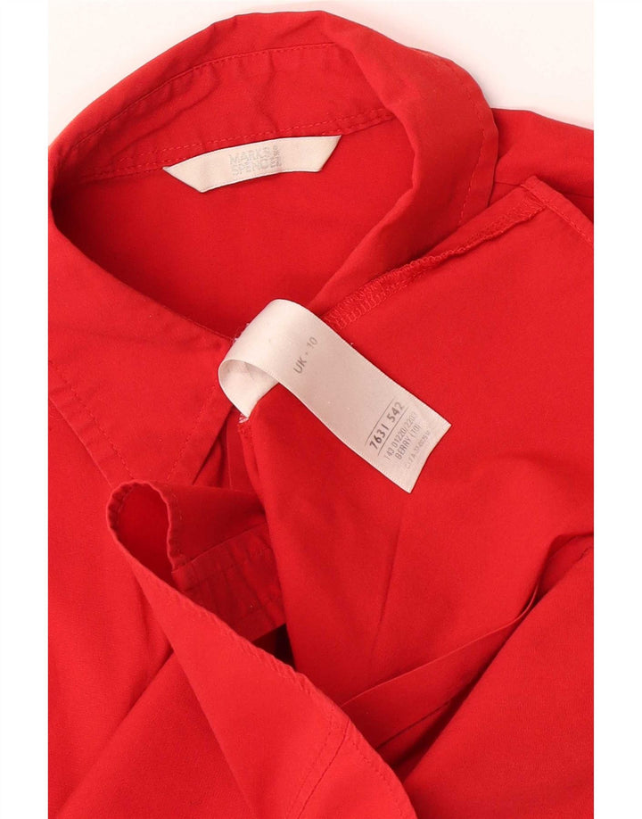 Marks & Spencer Damen-Hemd mit 3/4-Ärmeln, UK 10, Größe S, Rot, Baumwolle