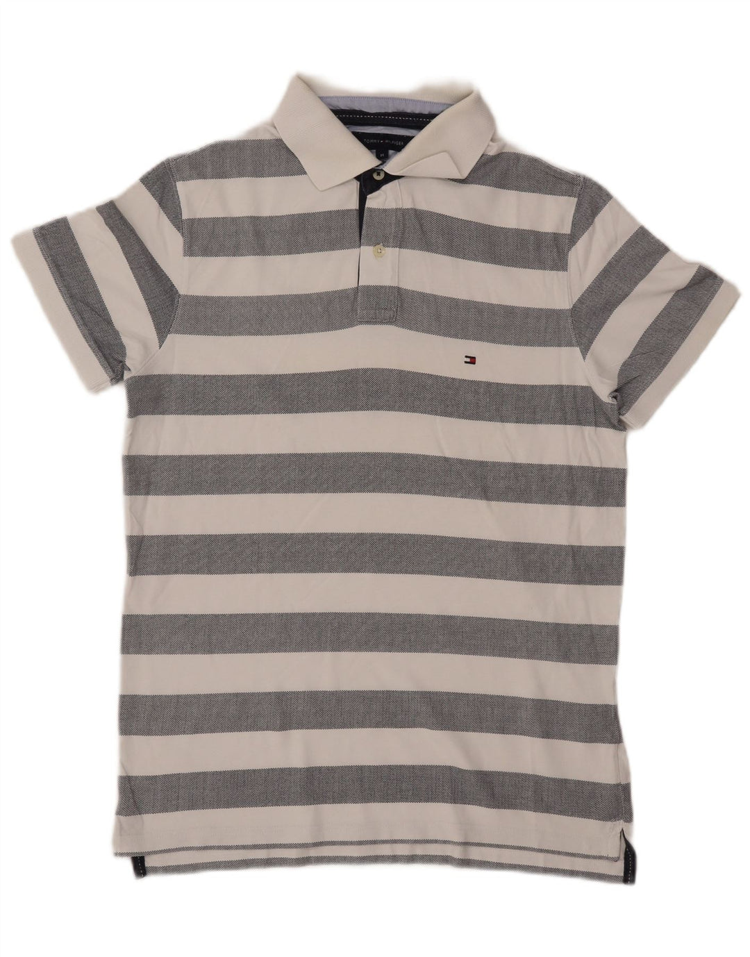 TOMMY HILFIGER Herren Poloshirt mittelgrau gestreift aus Baumwolle
