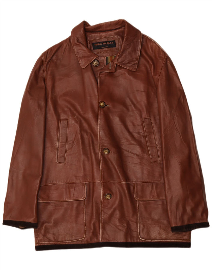 Marco Baldassari Herren Ledermantel UK 42 XL Braun