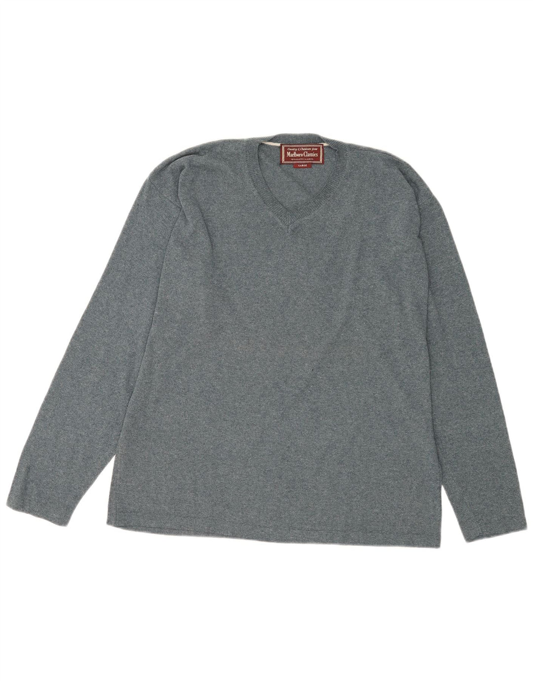 Marlboro Classics Herren-Pullover mit V-Ausschnitt, großes, grau meliertes Acryl