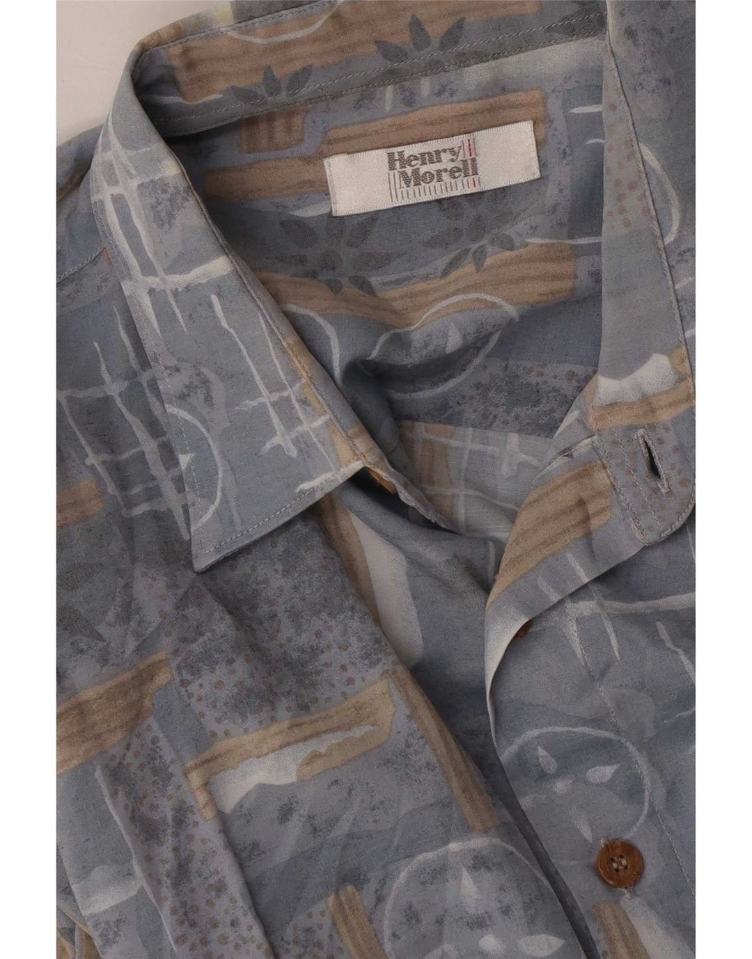 Henry Morell Herren Kurzarmhemd XL Grau Geometrisch