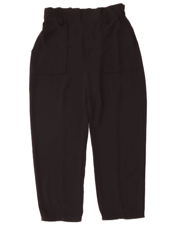 Zara Damen High Waist Tapered Freizeithose EU 38 Small W28 L25 Schwarz