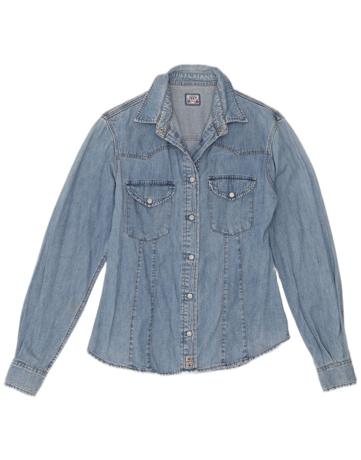 OXXY Damen Jeanshemd UK 12 Mittelblaue Baumwolle