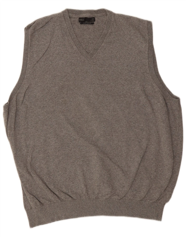 Marks & Spencer Herren Weste Tank Top 2XL Grau Baumwolle