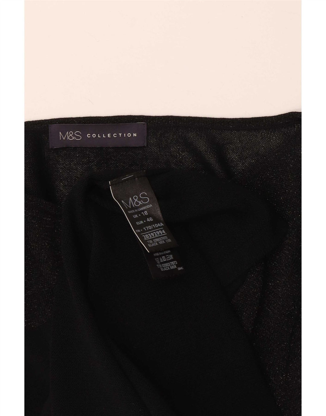 Marks & Spencer Damen Top Langarm UK 18 XL Schwarz Viskose