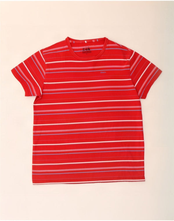 Lee Damen T-Shirt Top UK 18 XL rot gestreift aus Baumwolle
