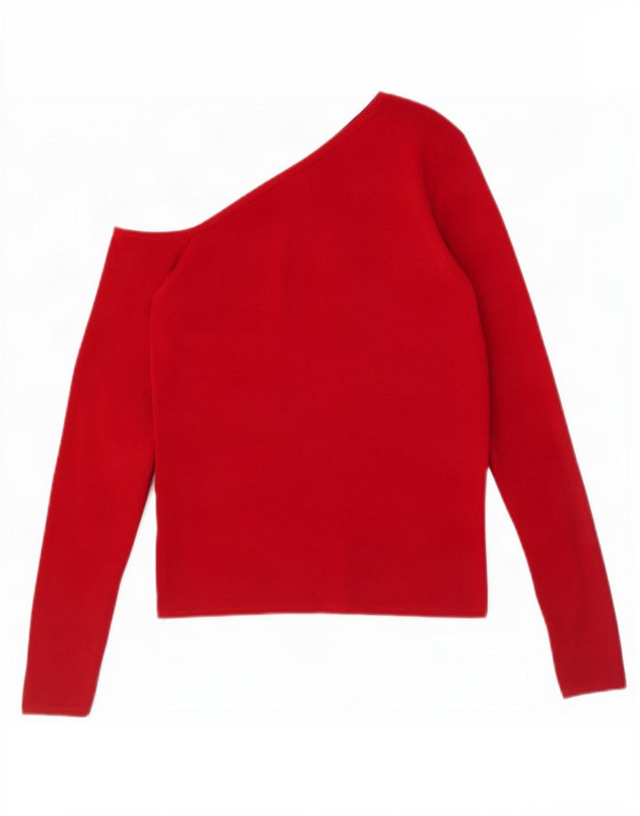 Zara Damen Crop One Shoulder Top UK 12 Mittelrote Viskose