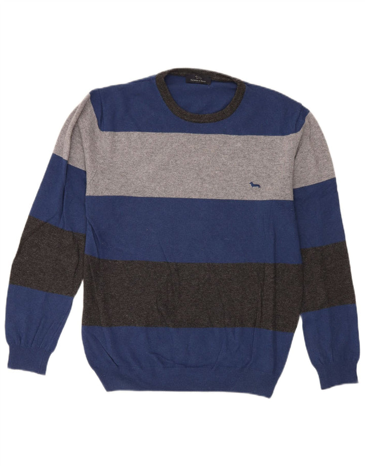 Harmont & Blaine Herren-Pullover mit Rundhalsausschnitt, groß, blau gestreift, Polyamid