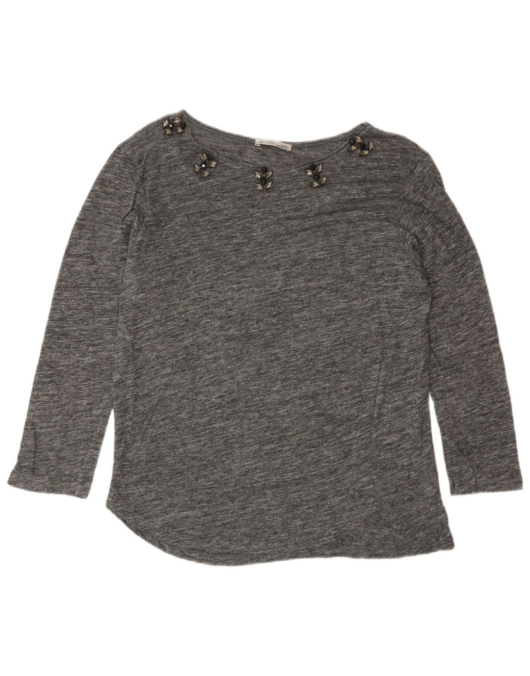 Zara Damen Top 3/4 Ärmel UK 14 Mittelgrau meliert
