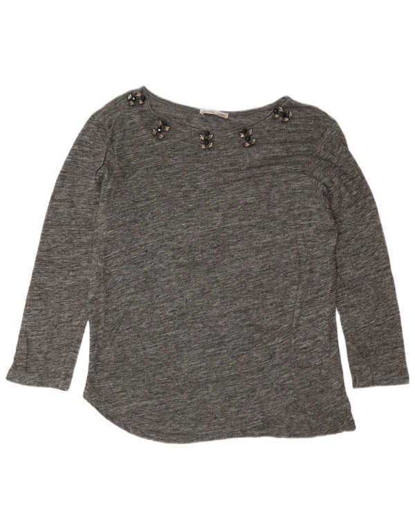 Zara Damen Top 3/4 Ärmel UK 14 Mittelgrau meliert