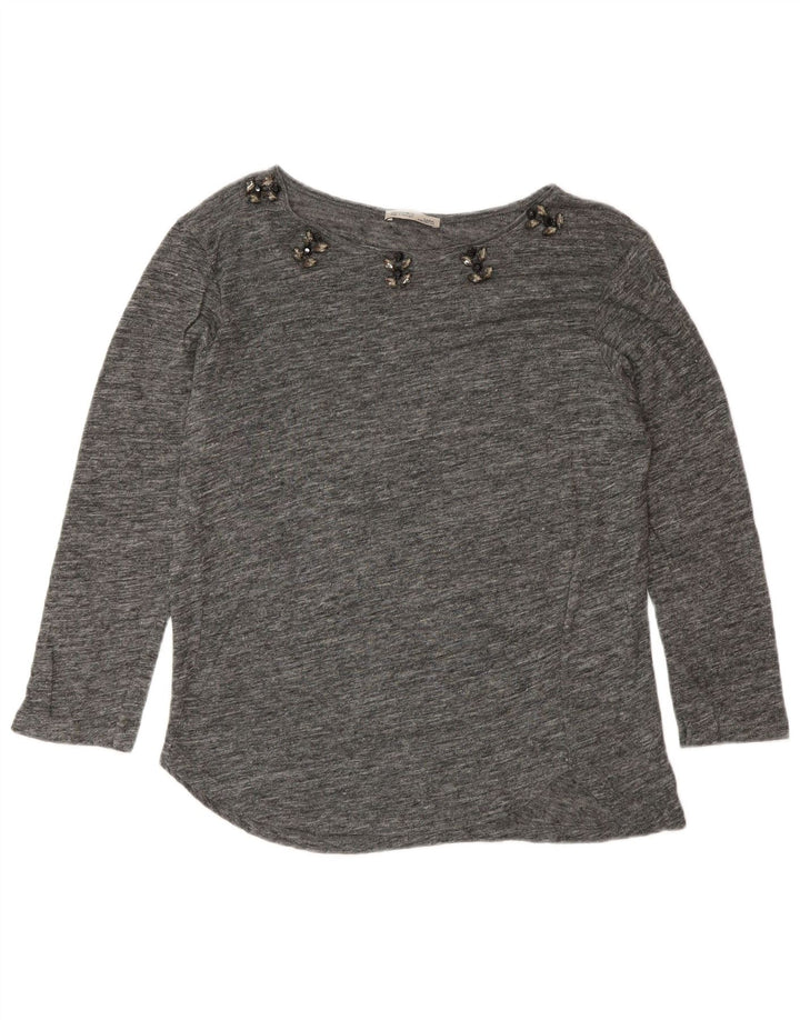 Zara Damen Top 3/4 Ärmel UK 14 Mittelgrau meliert