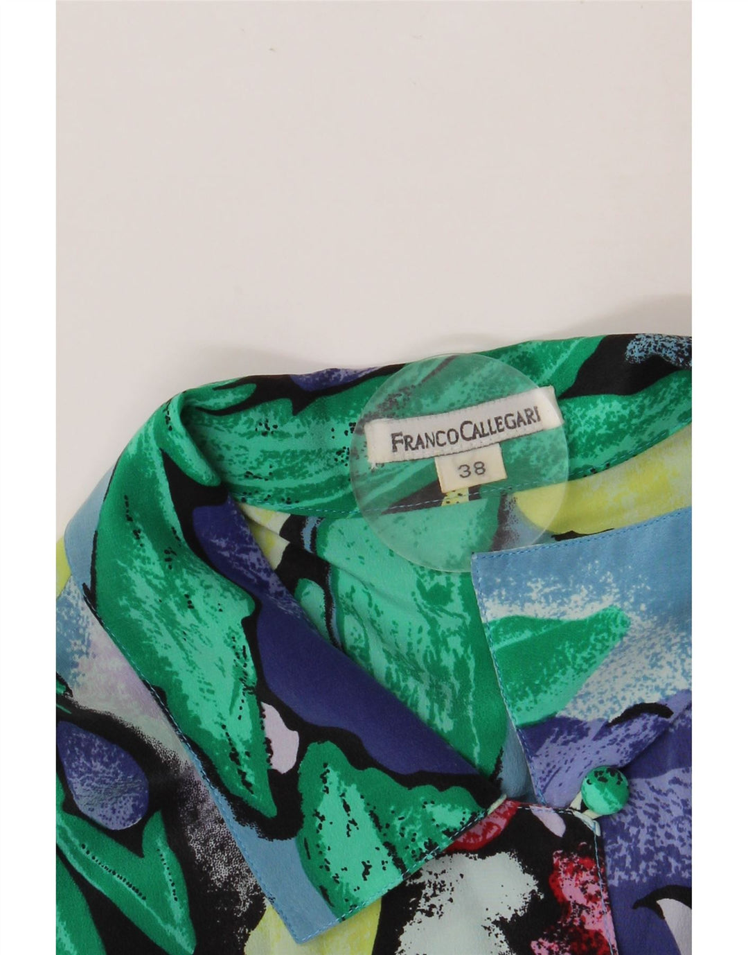 FRANCO CALLEGARI Damen Kurzarm-Hemdbluse EU 38 Mittelblau geblümt