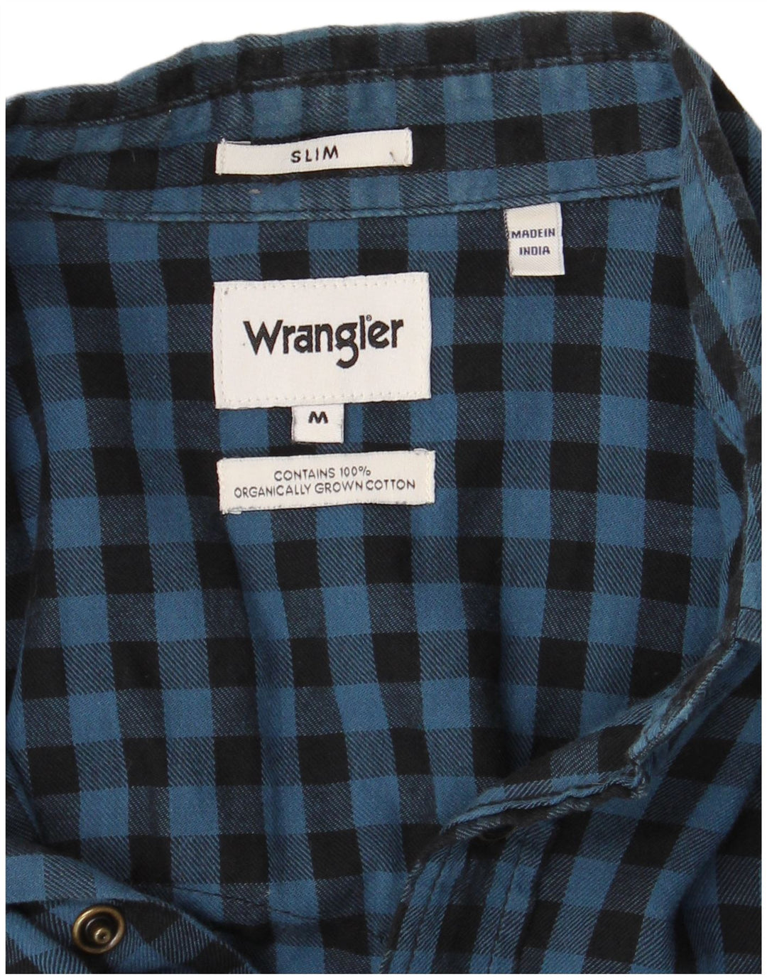 WRANGLER Slim Flanellhemd für Herren aus mittelblauer Gingham-Baumwolle