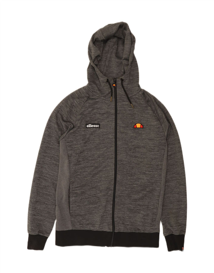 ELLESSE Herren-Kapuzenpullover mit Reißverschluss, klein, graues Nadelstreifen-Polyester