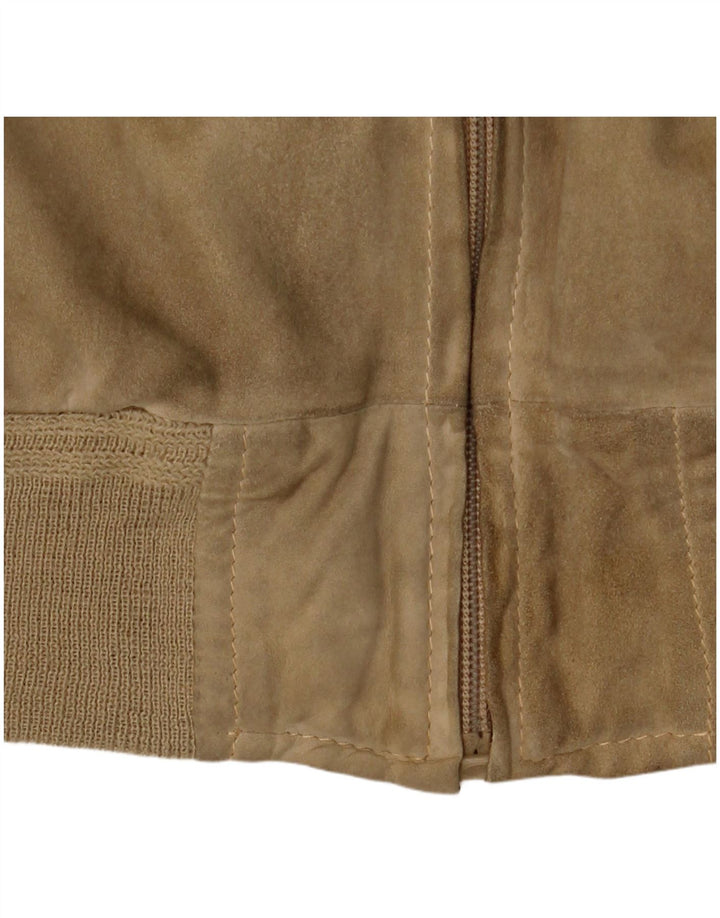 Vintage Herren Wildleder Bomberjacke UK 38 Medium Beige