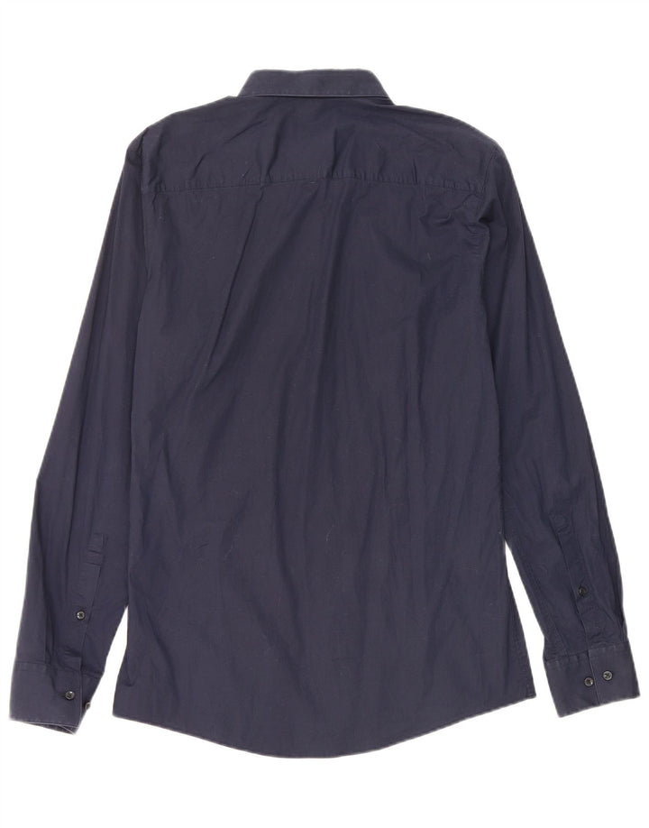 Hugo Boss Herren-Slim-Fit-Hemd, klein, marineblau, Baumwolle