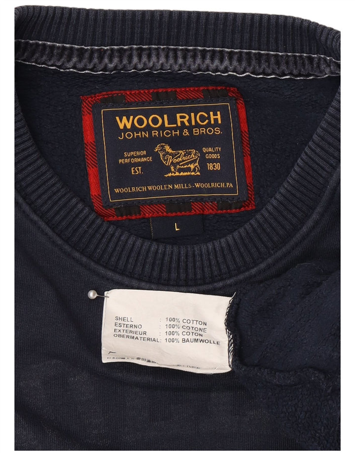 Woolrich Herren-Sweatshirt mit Grafik, groß, marineblau, Baumwolle