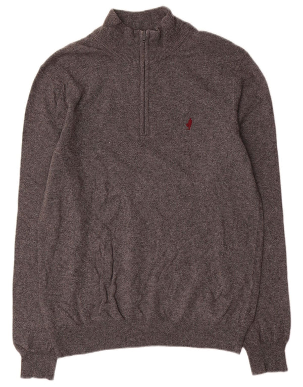 Marlboro Classics Herren-Pullover mit Reißverschluss am Hals, groß, aus grauem Kaschmir