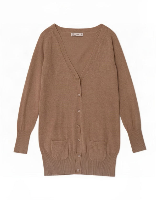 Zara Damen-Cardigan-Pullover UK 14 Large Beige Baumwolle