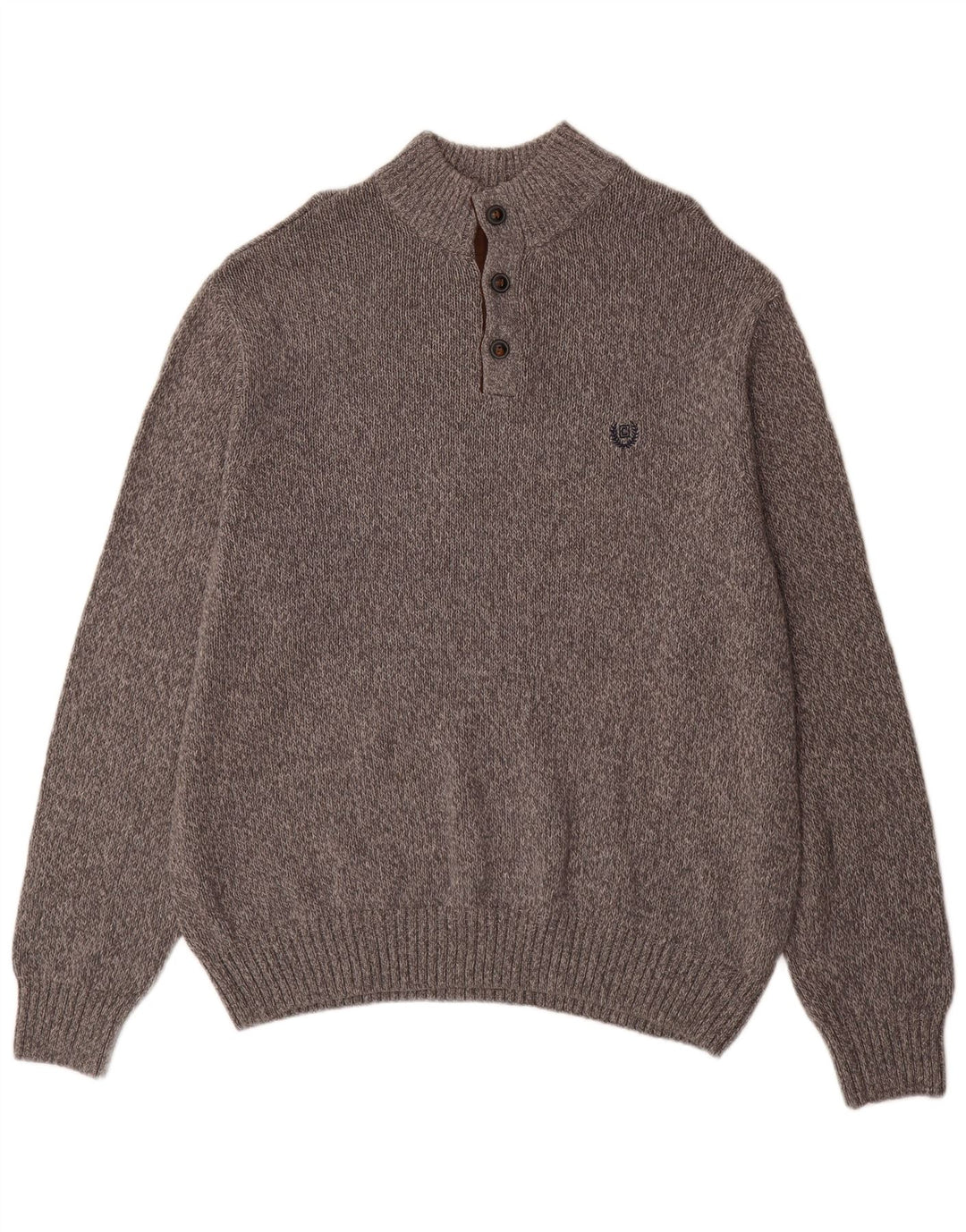 Chaps Herren-Pullover mit großem Knopfkragen, 2XL, grau meliert, Baumwolle